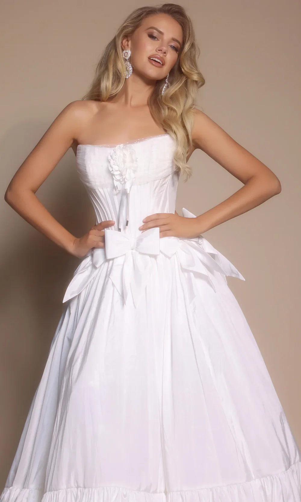 Portia and Scarlett PS26148 - Bow Accent Strapless Tiered Gown Ball Gowns