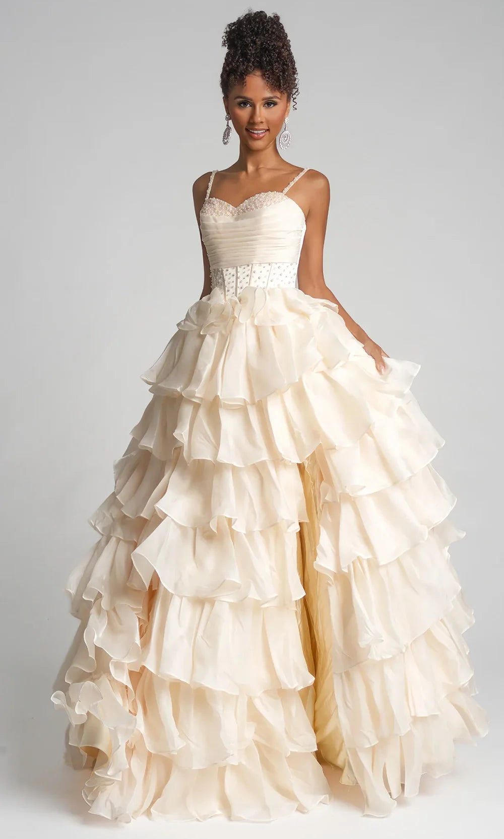Portia and Scarlett PS26155 - Sweetheart Tiered Ruffle Skirt Gown Prom Dresses