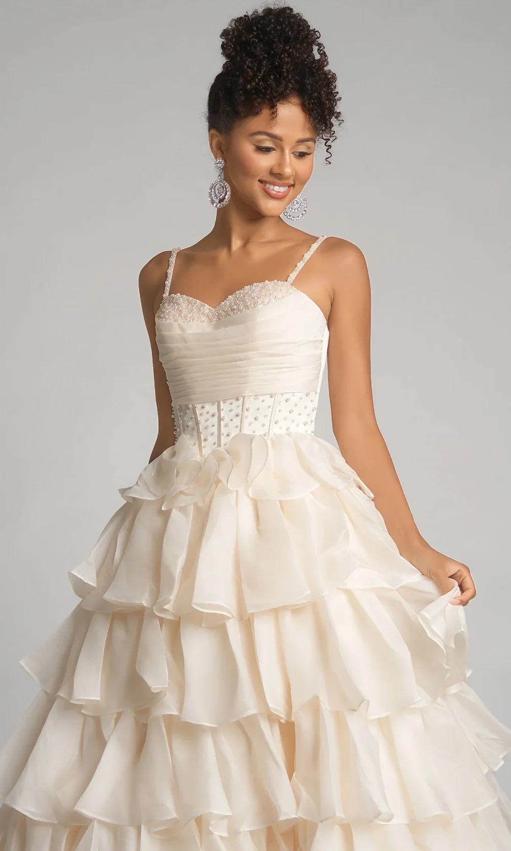 Portia and Scarlett PS26155 - Sweetheart Tiered Ruffle Skirt Gown Prom Dresses