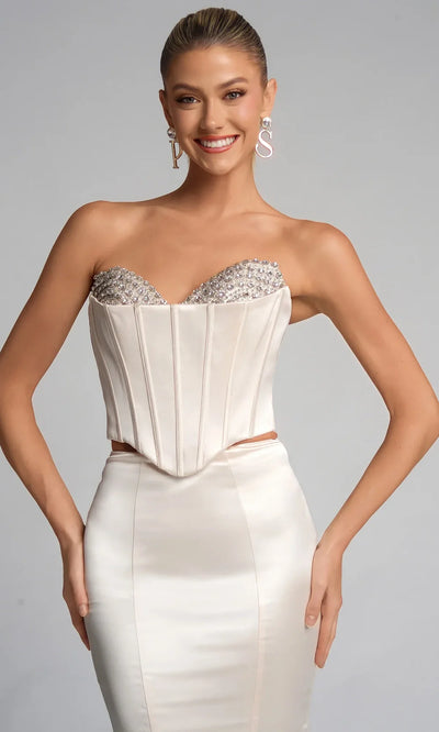 Portia and Scarlett PS26170 - Structured Bustier Strapless Fitted Dress Prom Dresses