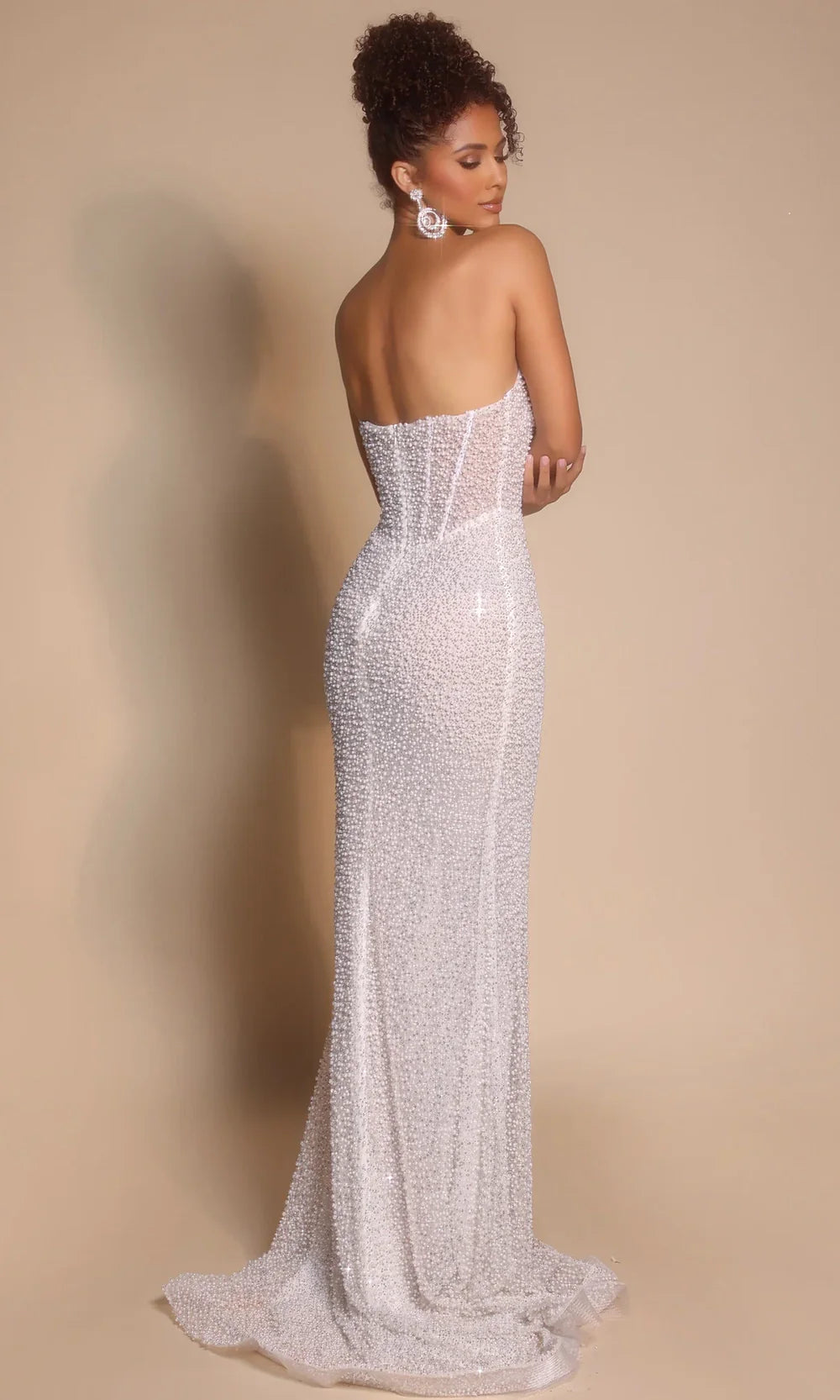 Portia and Scarlett PS26173 - Corset Bodice Pearl Beaded Long Gown Prom Dresses