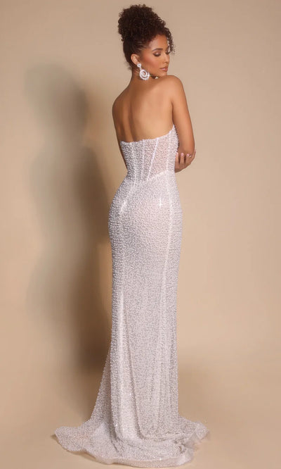 Portia and Scarlett PS26173 - Corset Bodice Pearl Beaded Long Gown Prom Dresses