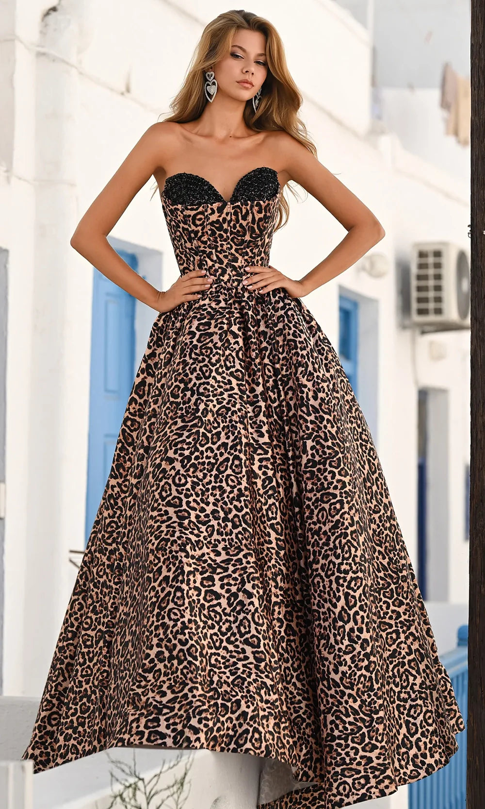 Portia and Scarlett PS26188 - Animal Print Embellished Sweetheart Gown Prom Dresses