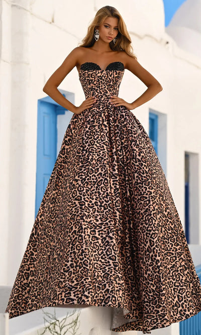Portia and Scarlett PS26188 - Animal Print Embellished Sweetheart Gown Prom Dresses