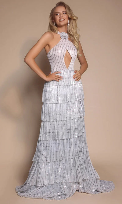 Portia and Scarlett PS26198 - Sleeveless A-Line Gown With Tiered Detail Prom Dresses