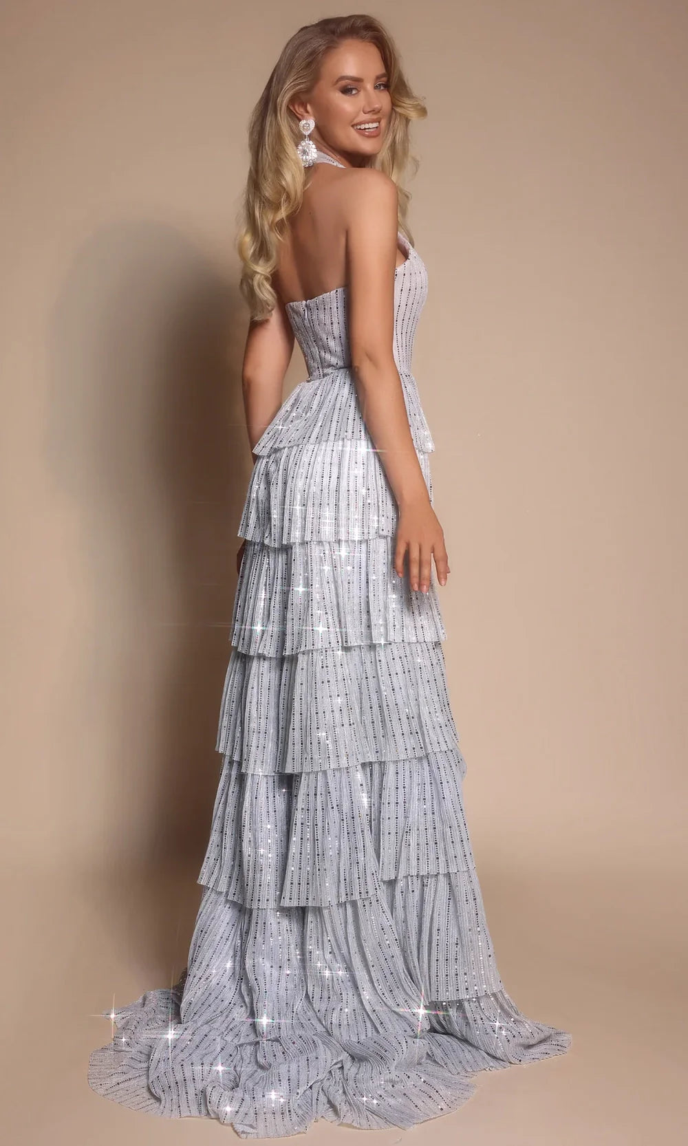 Portia and Scarlett PS26198 - Sleeveless A-Line Gown With Tiered Detail Prom Dresses