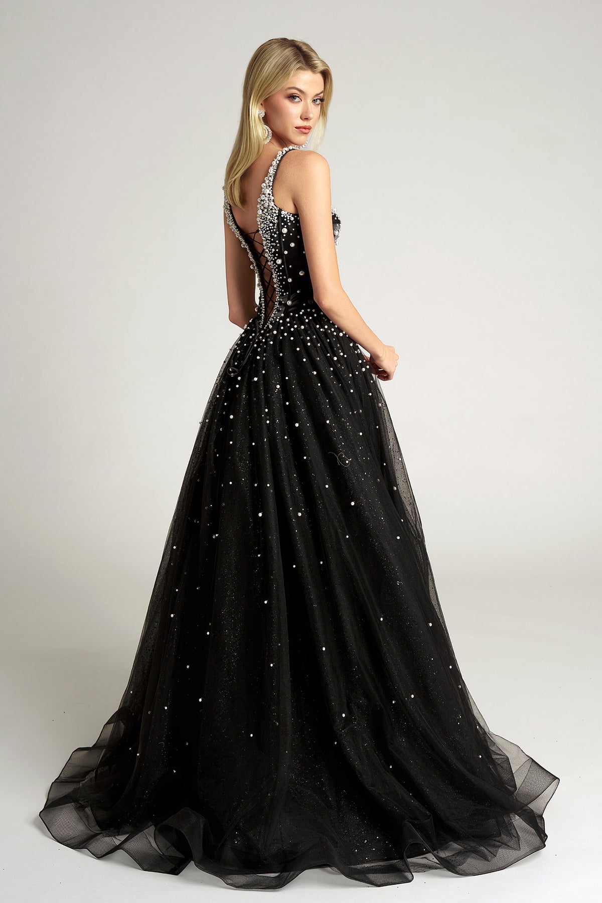 Portia and Scarlett PS26208 - Scoop Neck Pearl Ornate Gown