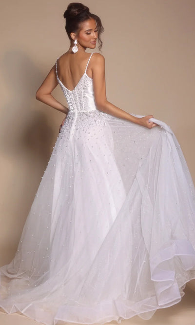 Portia and Scarlett PS26208 - Scoop Neck Pearl Ornate Gown Prom Dresses