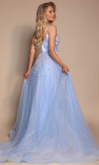 Portia and Scarlett PS26208 - Scoop Neck Pearl Ornate Gown Prom Dresses
