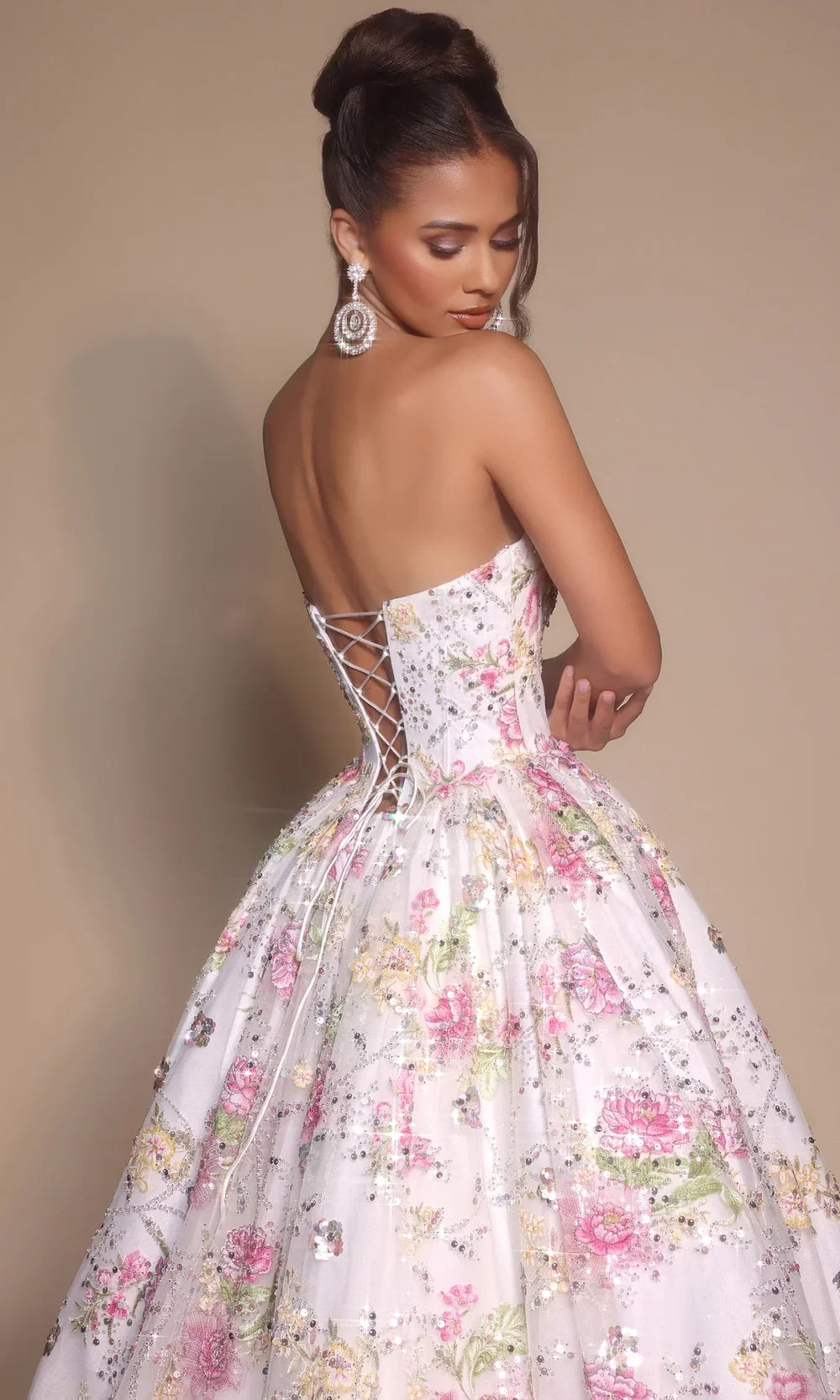 Portia and Scarlett PS26215 - Lace-Up Back Floral Ballgown Prom Dresses