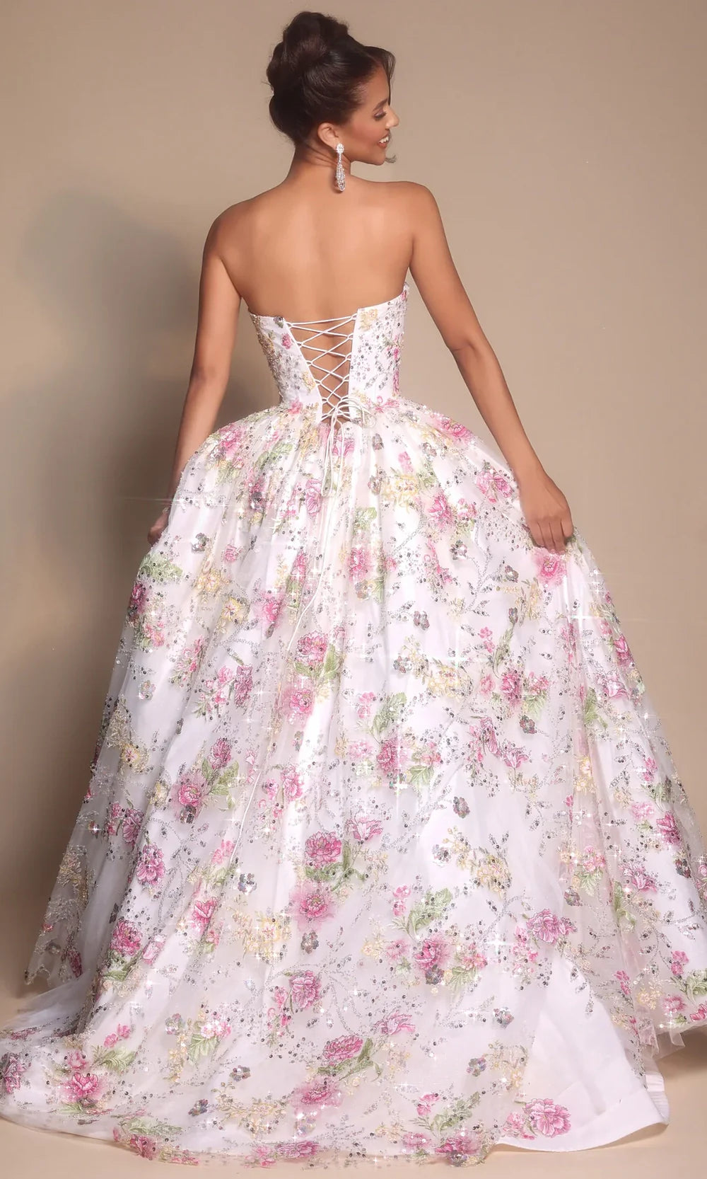 Portia and Scarlett PS26215 - Lace-Up Back Floral Ballgown Prom Dresses
