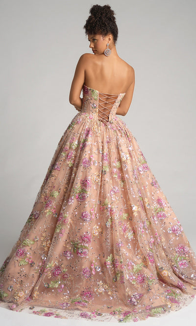 Portia and Scarlett PS26215 - Lace-Up Back Floral Ballgown Prom Dresses