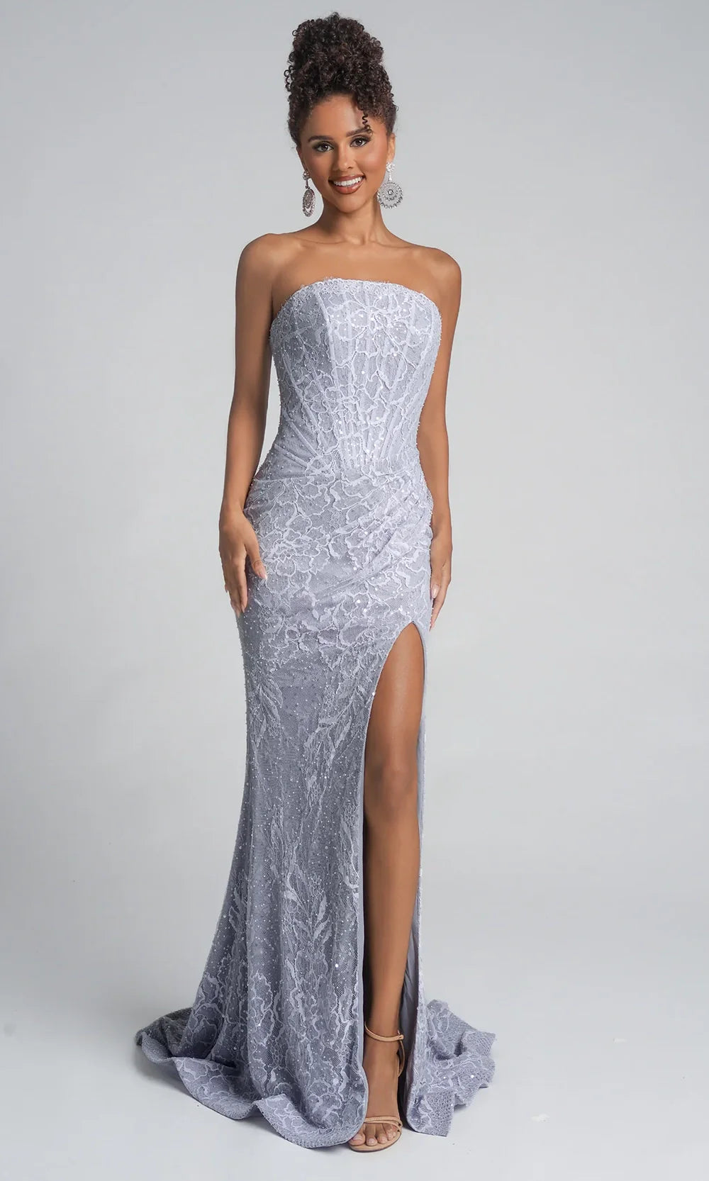 Portia and Scarlett PS26223 - Floral Lace Sheath Fitted Gown Prom Dresses