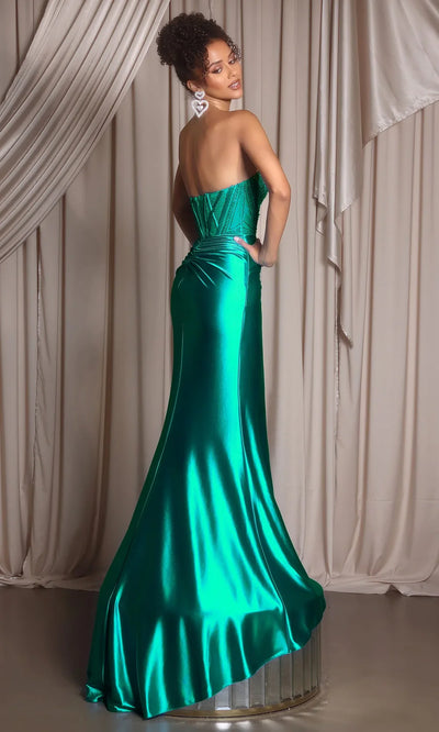 Portia and Scarlett PS26228 - V-Neckline Strapless Sleek Gown Prom Dresses
