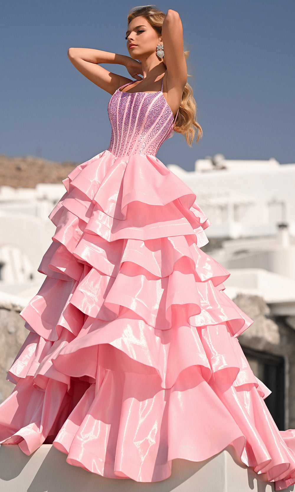 Portia and Scarlett PS26253 - Sleeveless Ruffle Tiered Gown Prom Dresses