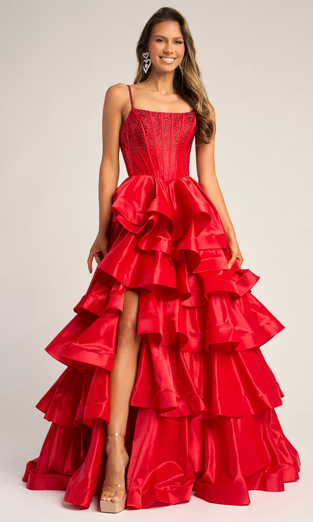 Portia and Scarlett PS26253 - Sleeveless Ruffle Tiered Gown Prom Dresses