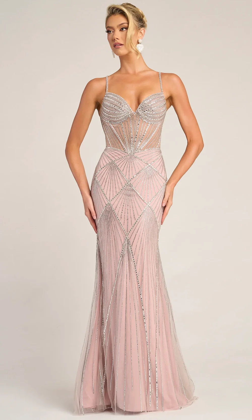 Portia and Scarlett PS26263 - Spaghetti Strap Geometric Pattern Dress Prom Dresses
