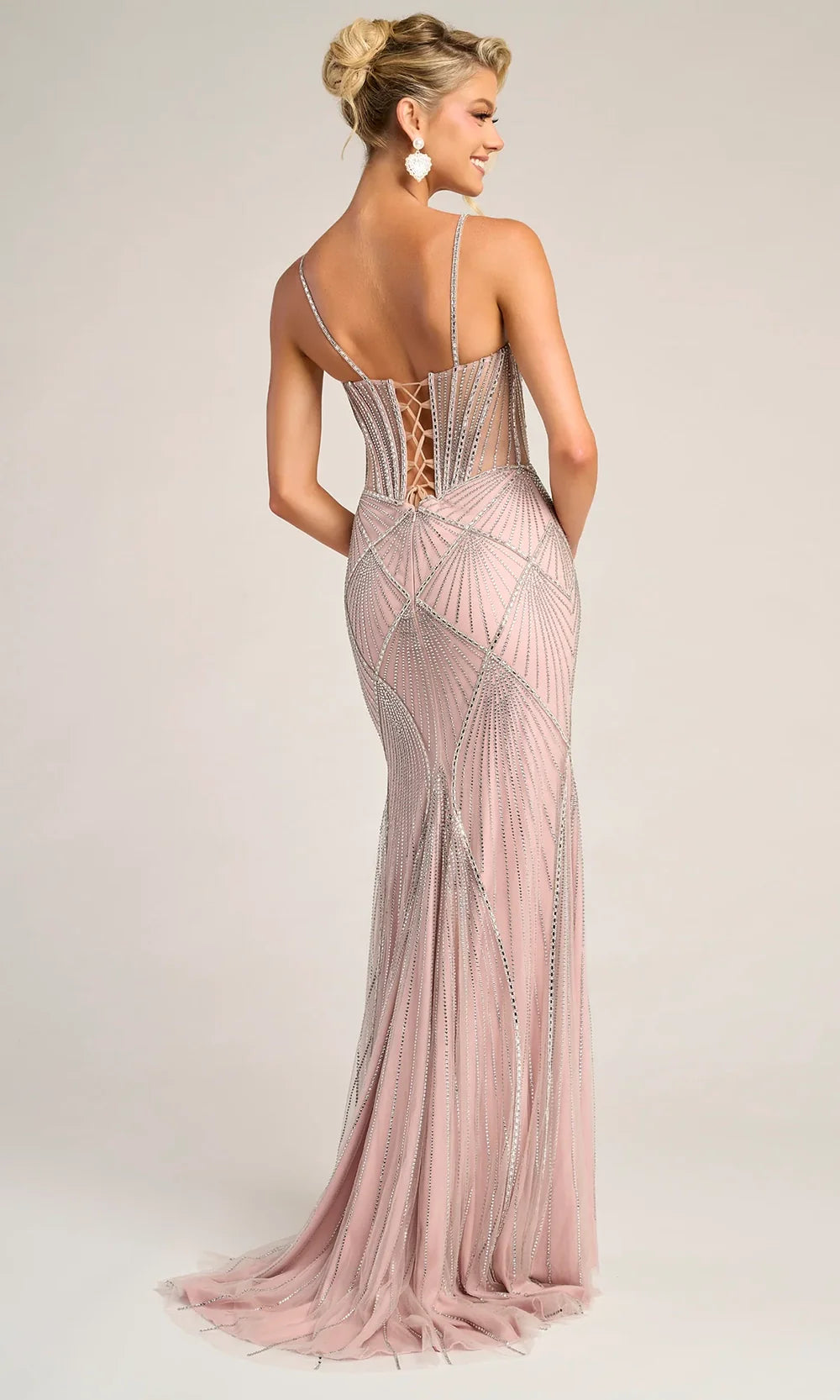 Portia and Scarlett PS26263 - Spaghetti Strap Geometric Pattern Dress Prom Dresses