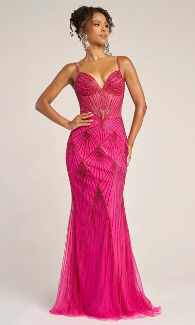 Portia and Scarlett PS26263 - Spaghetti Strap Geometric Pattern Dress Prom Dresses