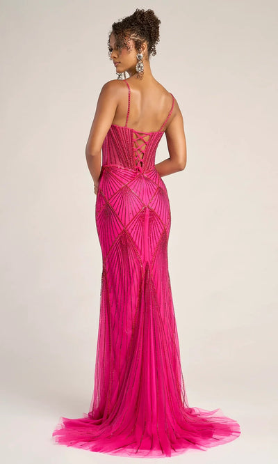 Portia and Scarlett PS26263 - Spaghetti Strap Geometric Pattern Dress Prom Dresses