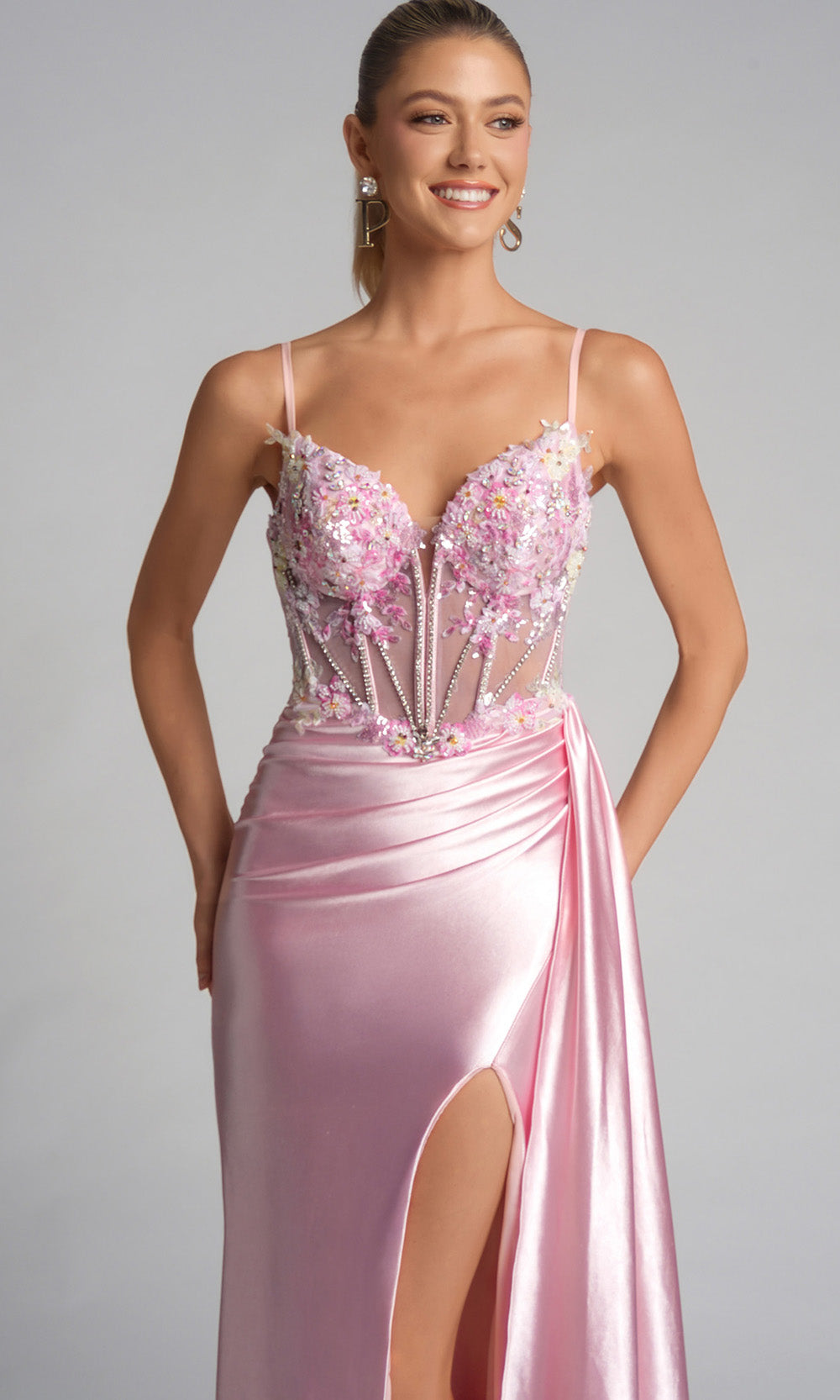 Portia and Scarlett PS26270 - Spaghetti Strap Sheath Gown With Side Drape Prom Dresses