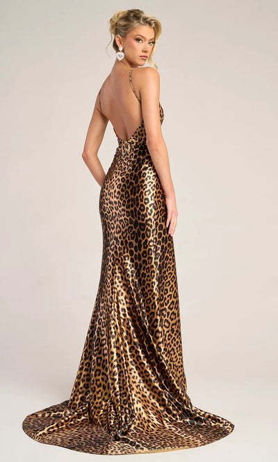 Portia and Scarlett PS26276 - Animal Print Surplice V-Neck Gown Prom Dresses
