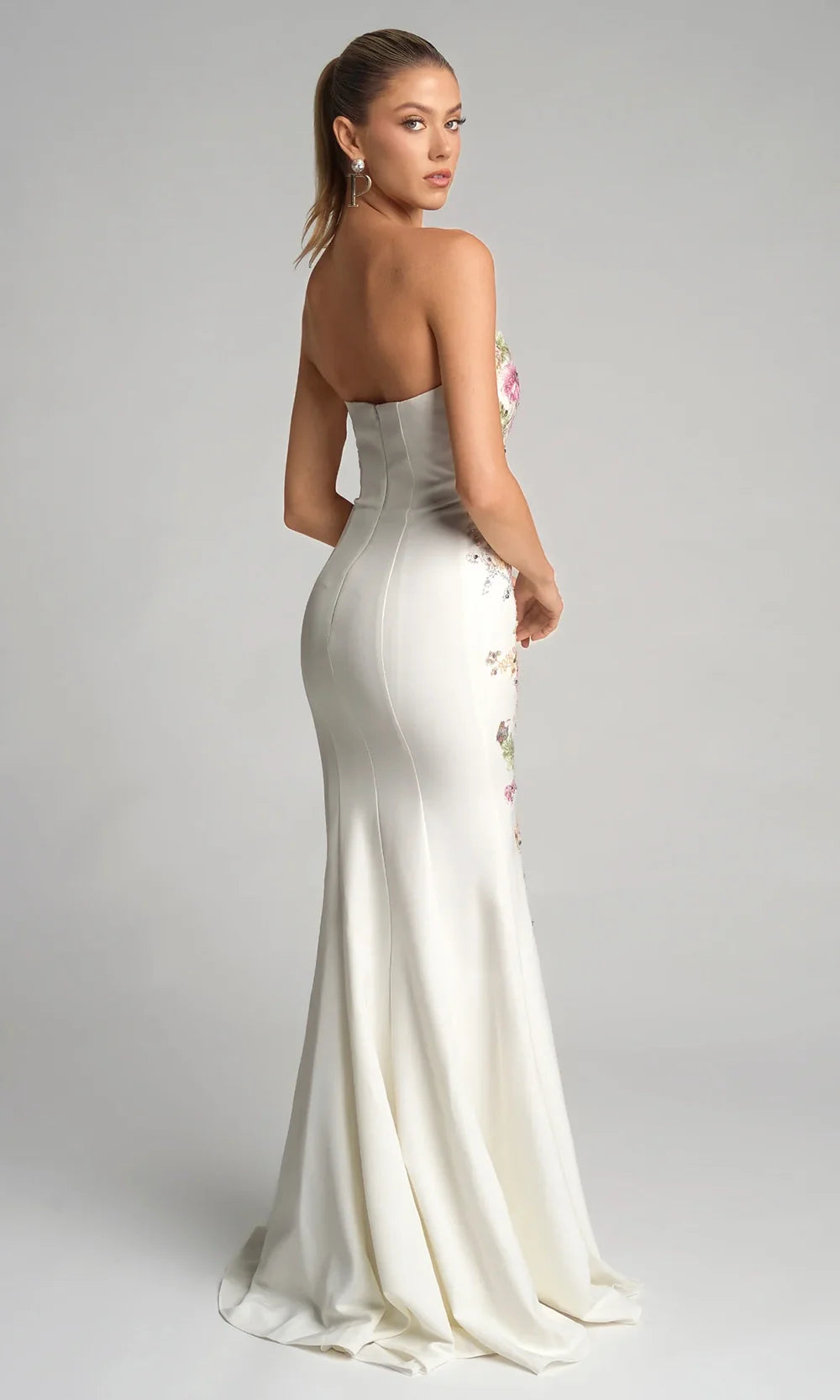 Portia and Scarlett PS26286 - Floral Detail Semi-Sweetheart Dress Prom Dresses