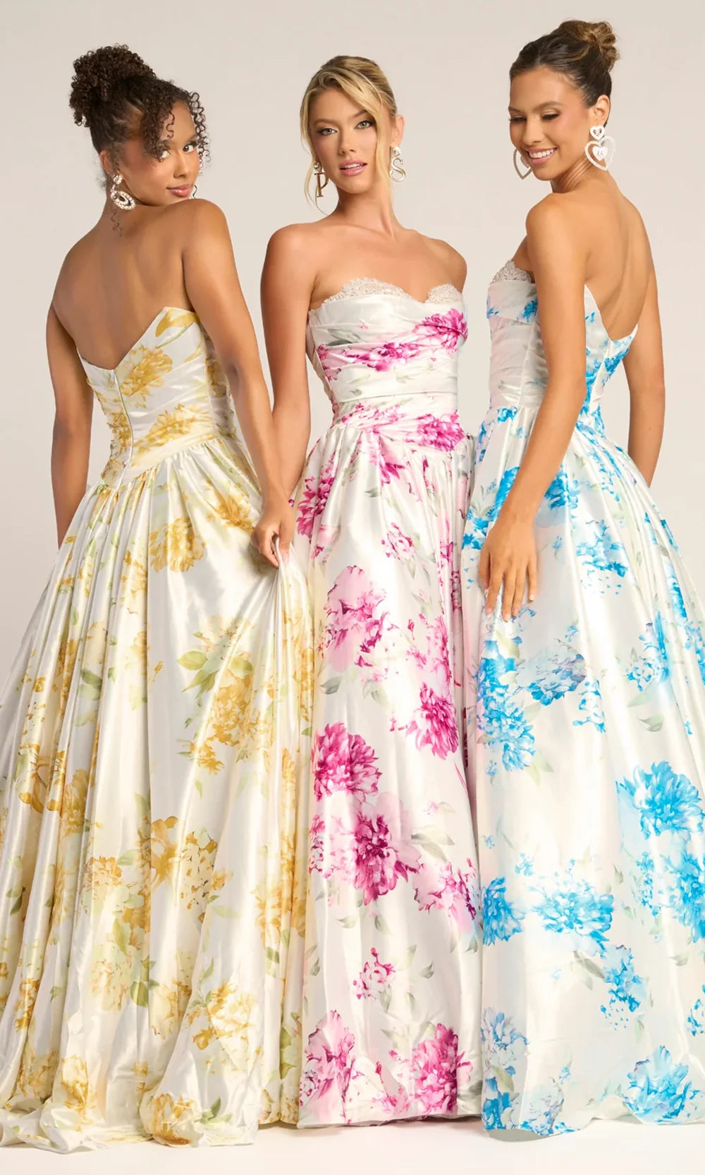 Portia and Scarlett PS26298 - Ruched Bodice Floral Print Ballgown Ball Gowns