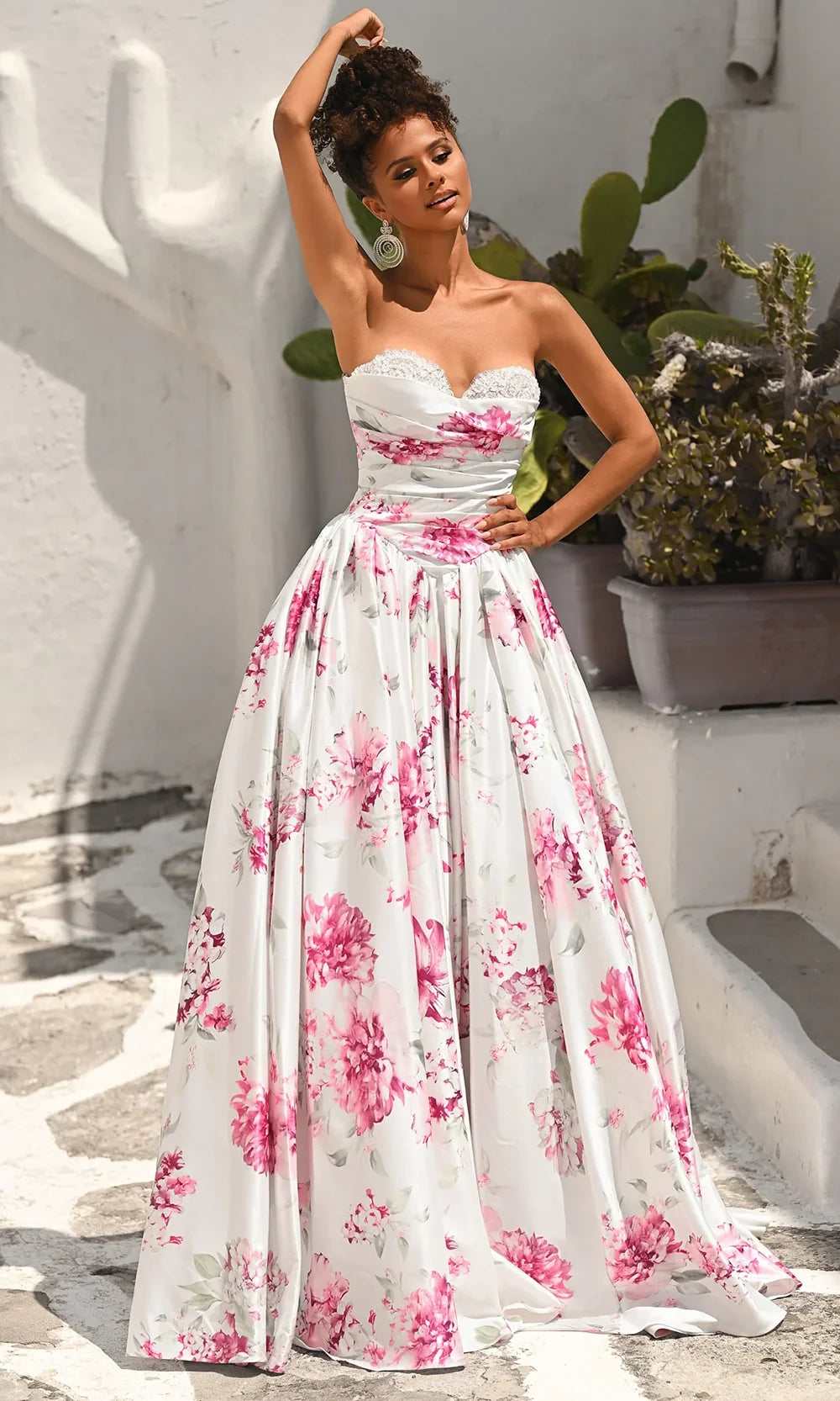Portia and Scarlett PS26298 - Ruched Bodice Floral Print Ballgown Ball Gowns