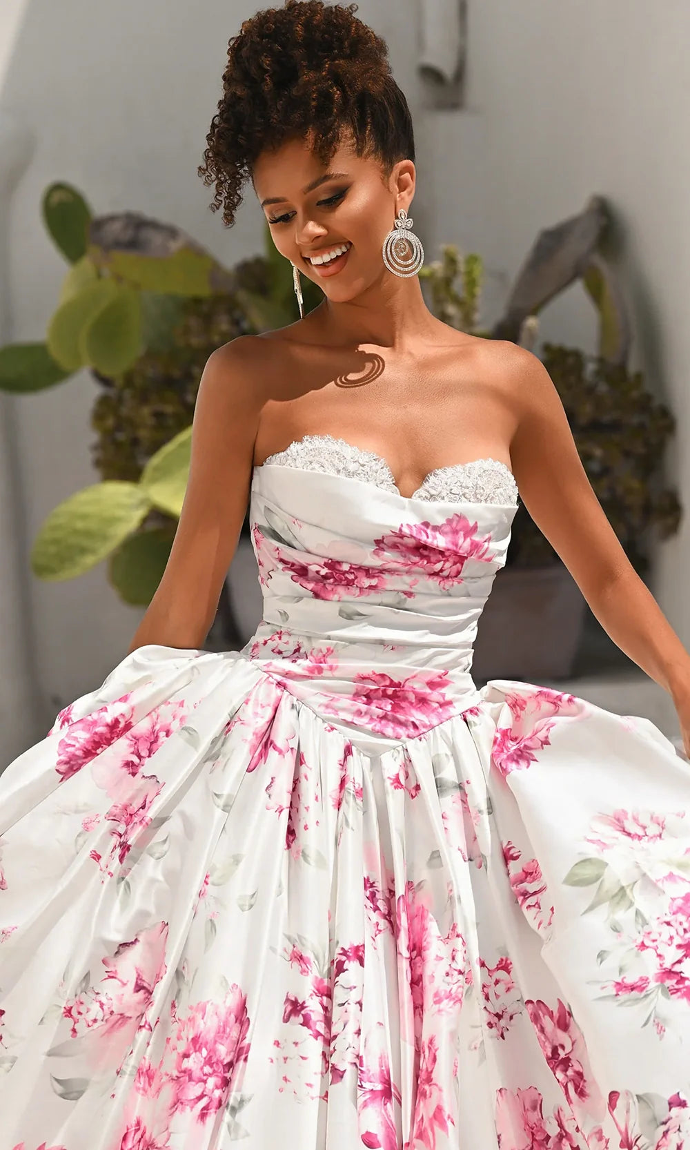 Portia and Scarlett PS26298 - Ruched Bodice Floral Print Ballgown Ball Gowns