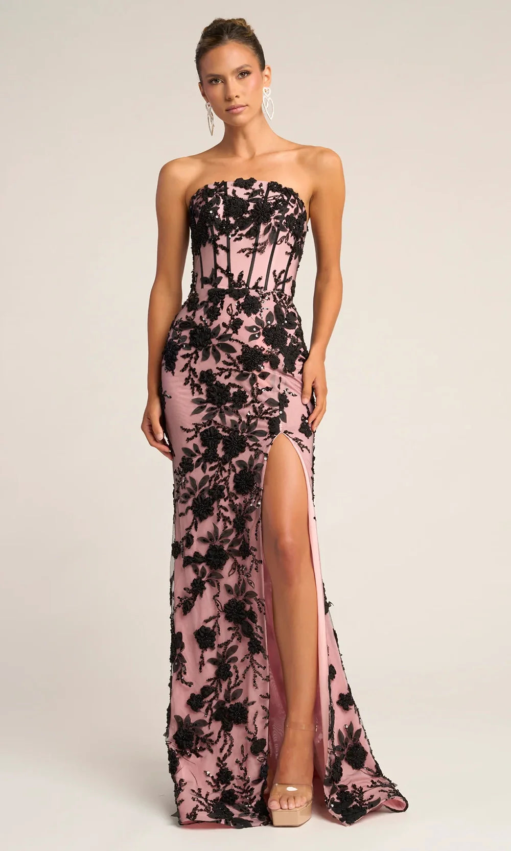 Portia and Scarlett PS26302E - Strapless Floral Applique Fitted Gown Prom Dresses