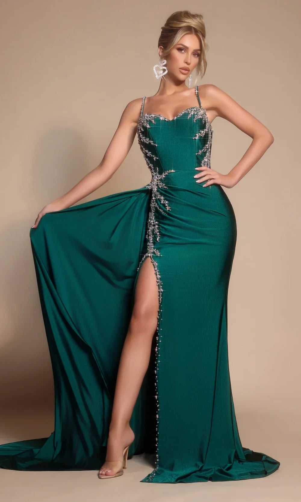 Portia and Scarlett PS26304E - Sweetheart High Slit Dress With Side Drape Prom Dresses