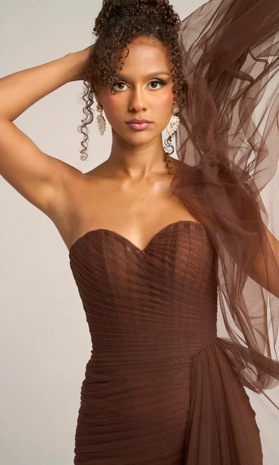 Portia and Scarlett PS26307E - Sheer Drape Strapless Evening Dress Prom Dresses