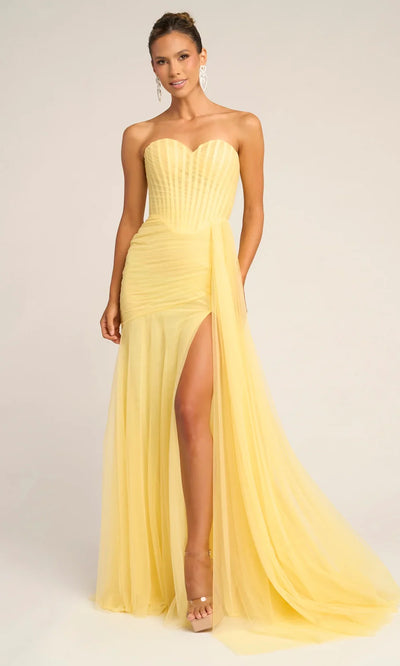 Portia and Scarlett PS26307E - Sheer Drape Strapless Evening Dress Prom Dresses