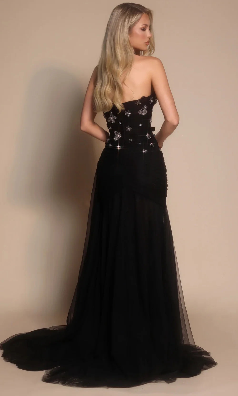 Portia and Scarlett PS26316E - Ruched Ornate Sparkle Sheath Dress Prom Dresses