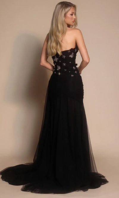 Portia and Scarlett PS26316E - Ruched Ornate Sparkle Sheath Dress Prom Dresses