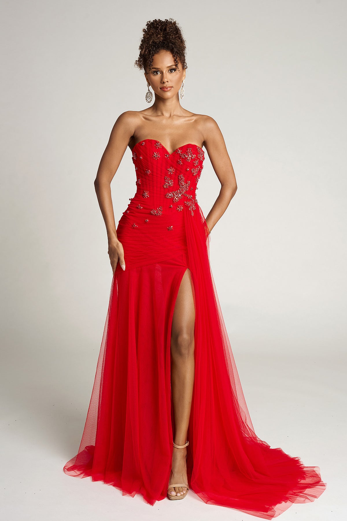 Portia and Scarlett PS26316E - Ruched Ornate Sparkle Sheath Dress