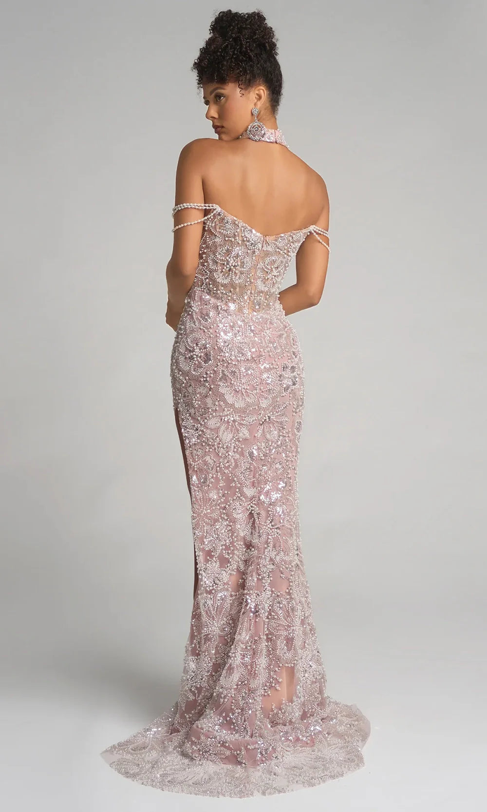 Portia and Scarlett PS26322E - Floral Beaded Strapless Gown With Choker Prom Dresses