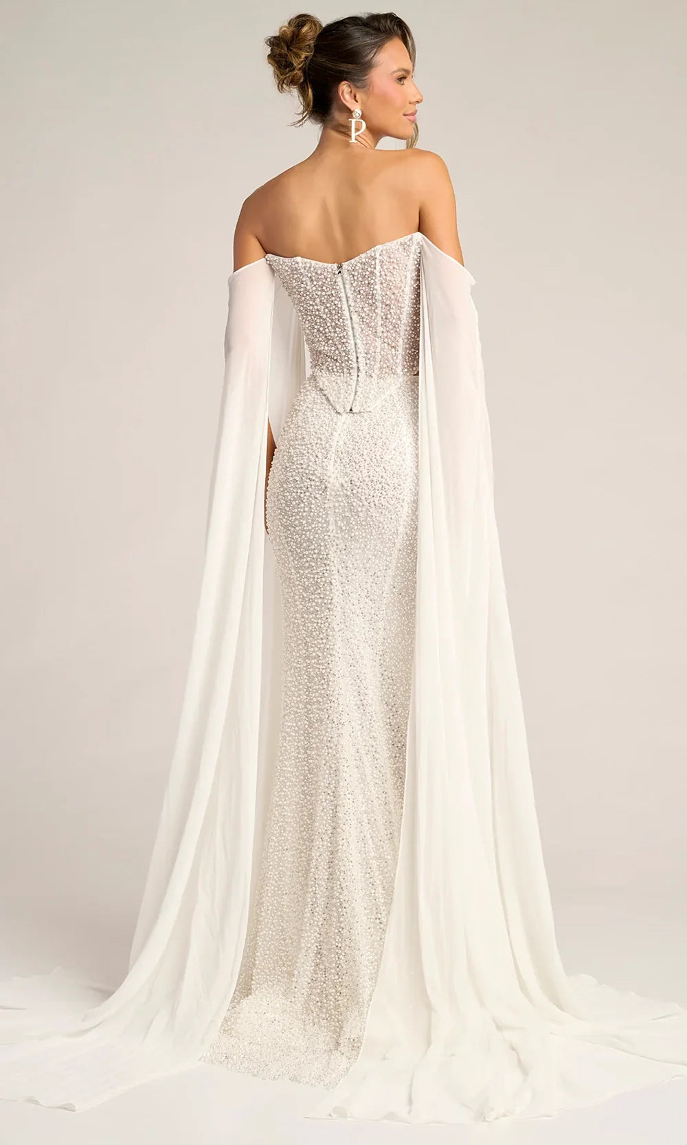 Portia and Scarlett PS26326E - Sweetheart Beaded Gown With Cape Wedding Dresses