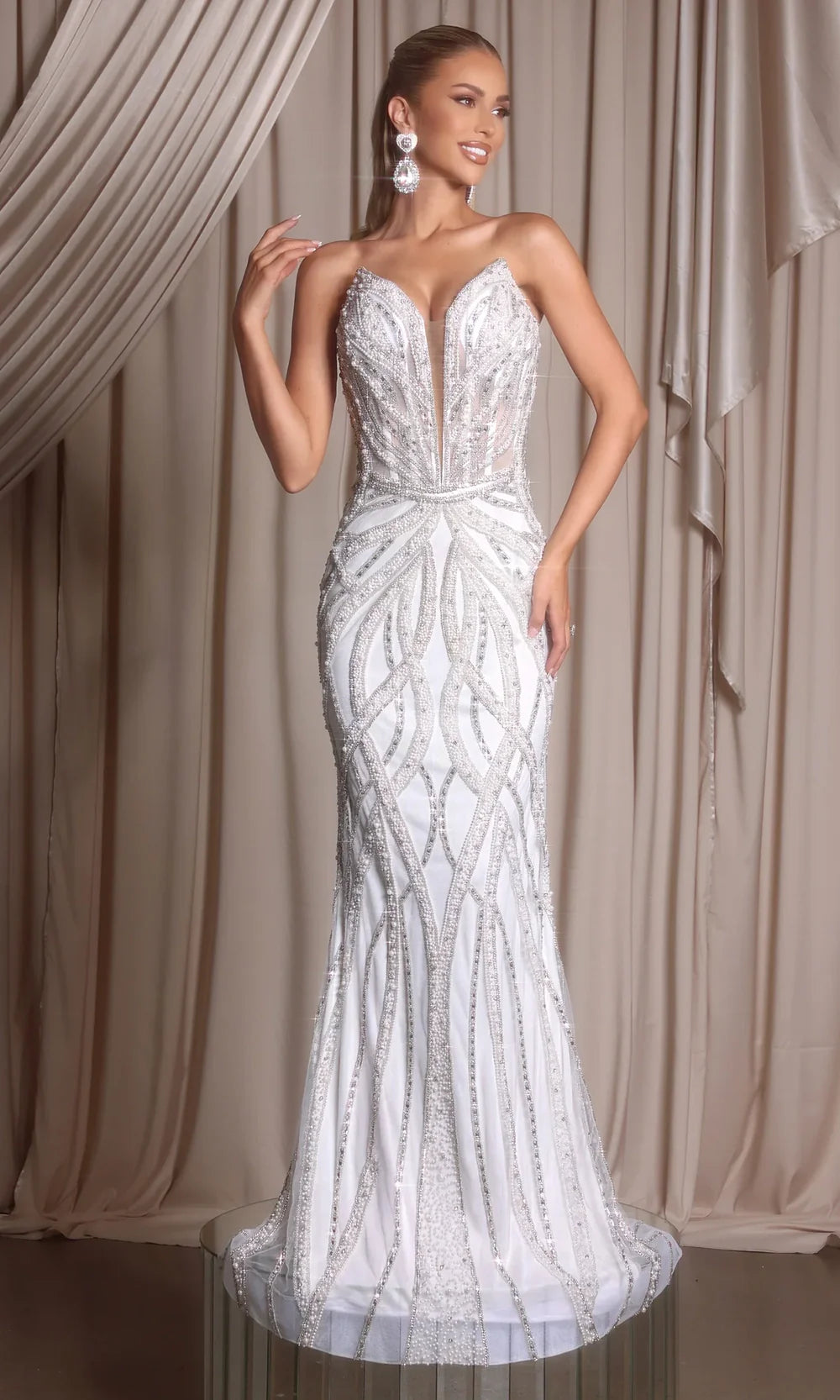 Portia and Scarlett PS26401C - Deep Sweetheart Basque Long Dress Prom Dresses