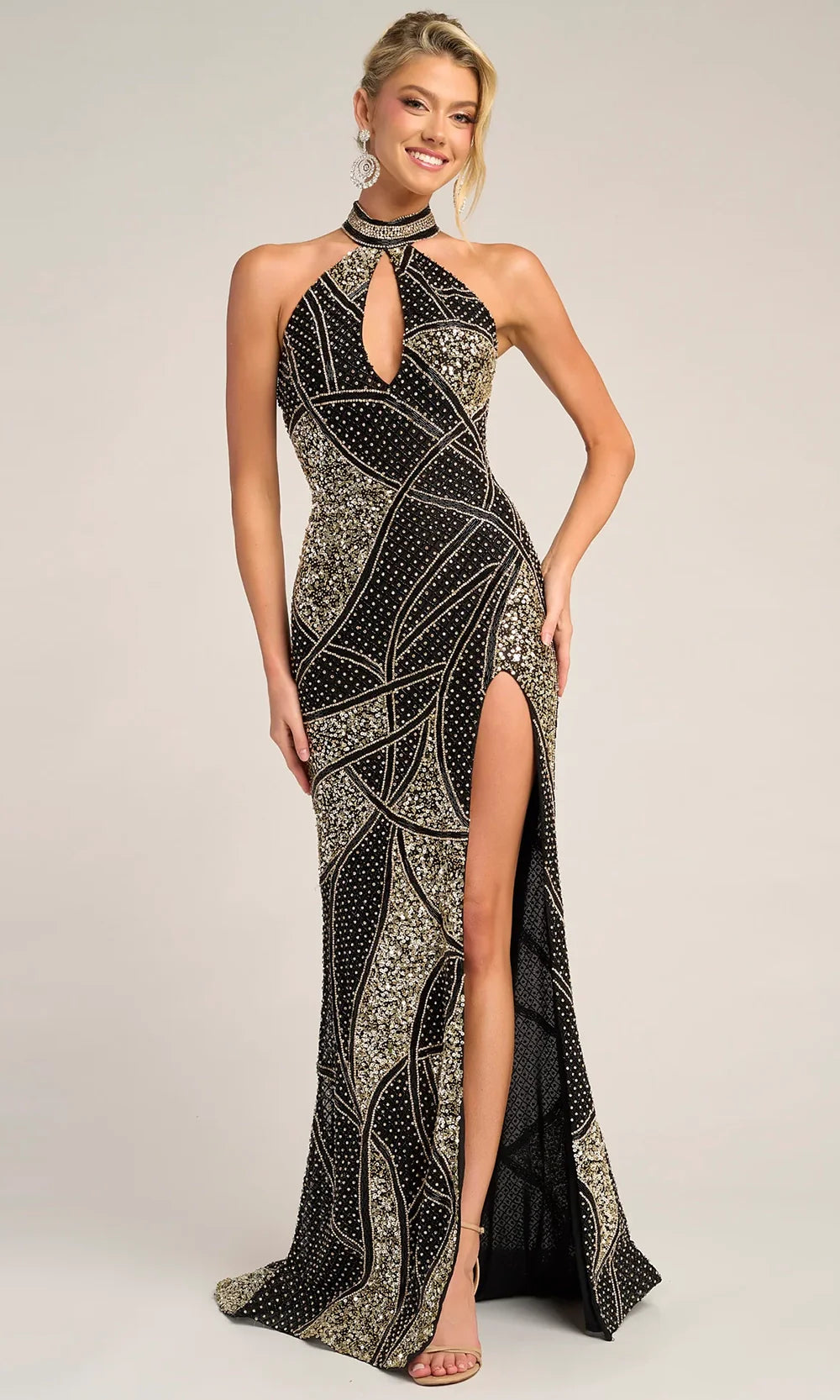 Portia and Scarlett PS26406C - High Halter Backless Beaded Gown Prom Dresses