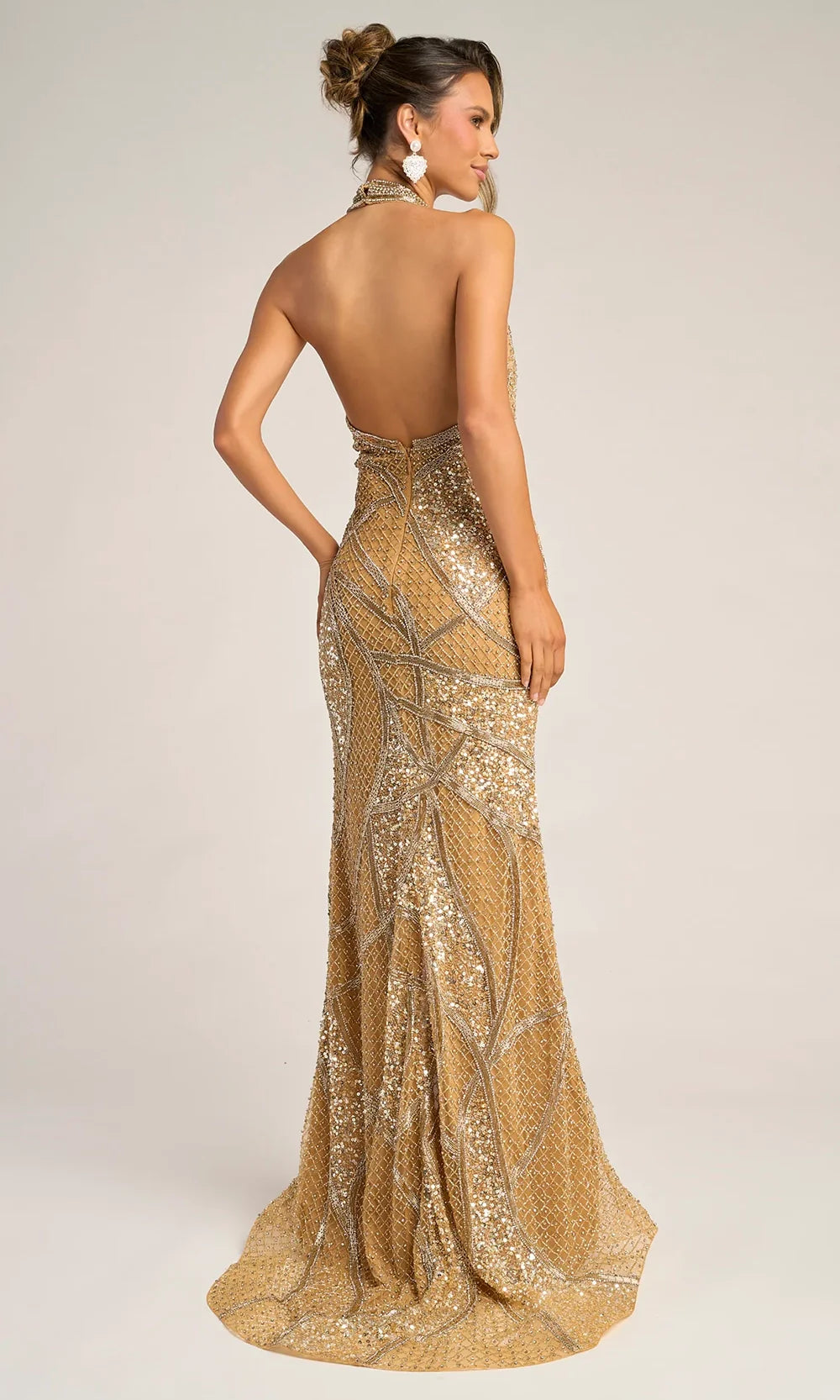 Portia and Scarlett PS26406C - High Halter Backless Beaded Gown Prom Dresses