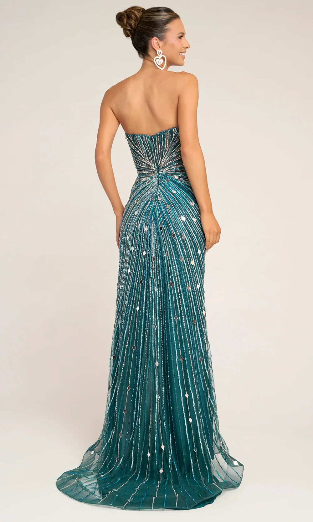 Portia and Scarlett PS26409C - Fitted Deep V-Neck Beaded Dress Prom Dresses