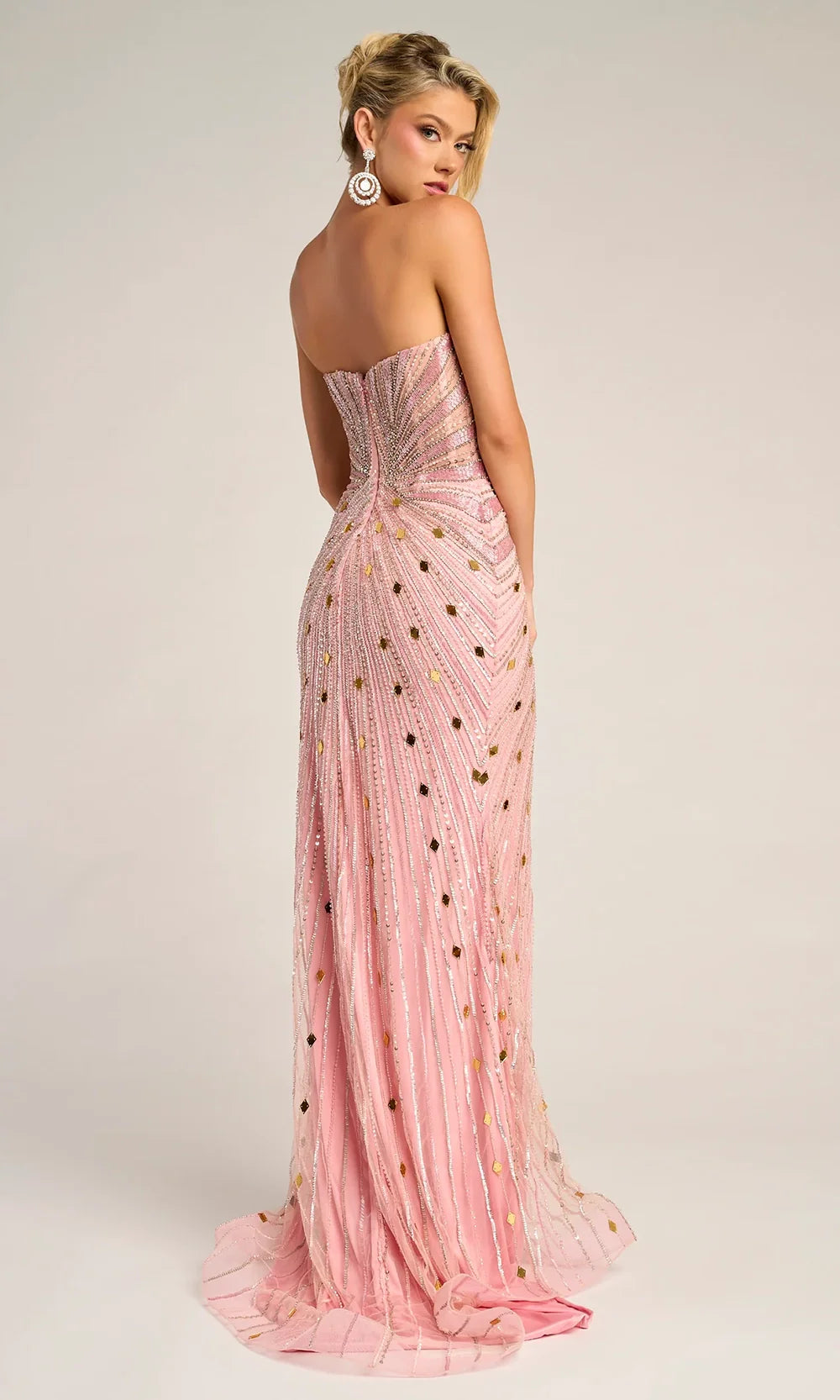 Portia and Scarlett PS26409C - Fitted Deep V-Neck Beaded Dress Prom Dresses