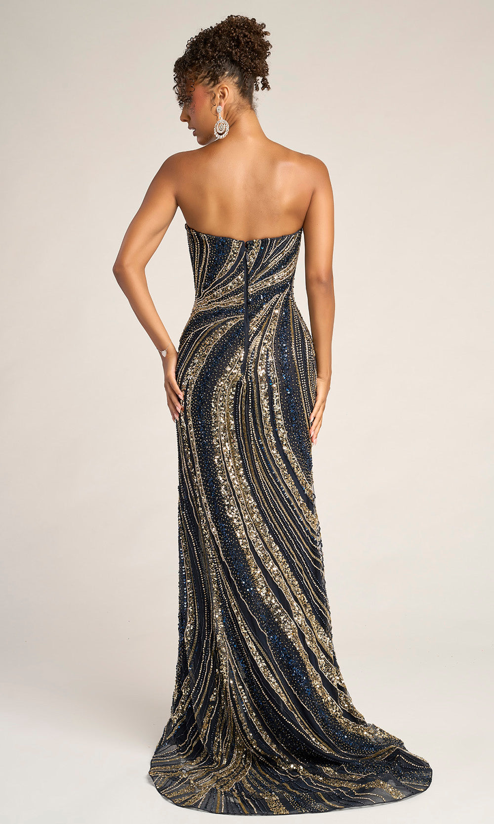 Portia and Scarlett PS26412C - Strapless Beaded Prom Evening Gown Prom Dresses in Black Gold