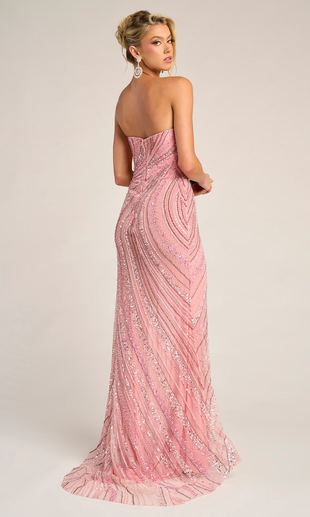 Portia and Scarlett PS26412C - Strapless Beaded Prom Evening Gown Prom Dresses in Pink
