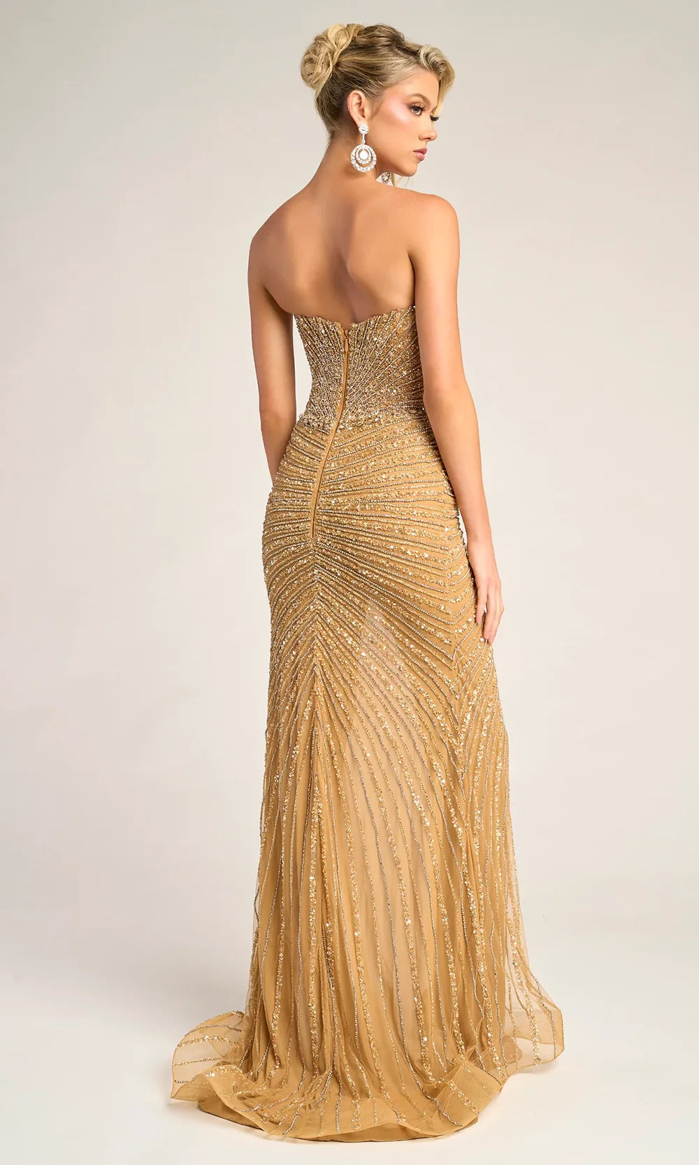 Portia and Scarlett PS26416C - Beaded Ornate Sheath Dress With Slit Prom Dresses