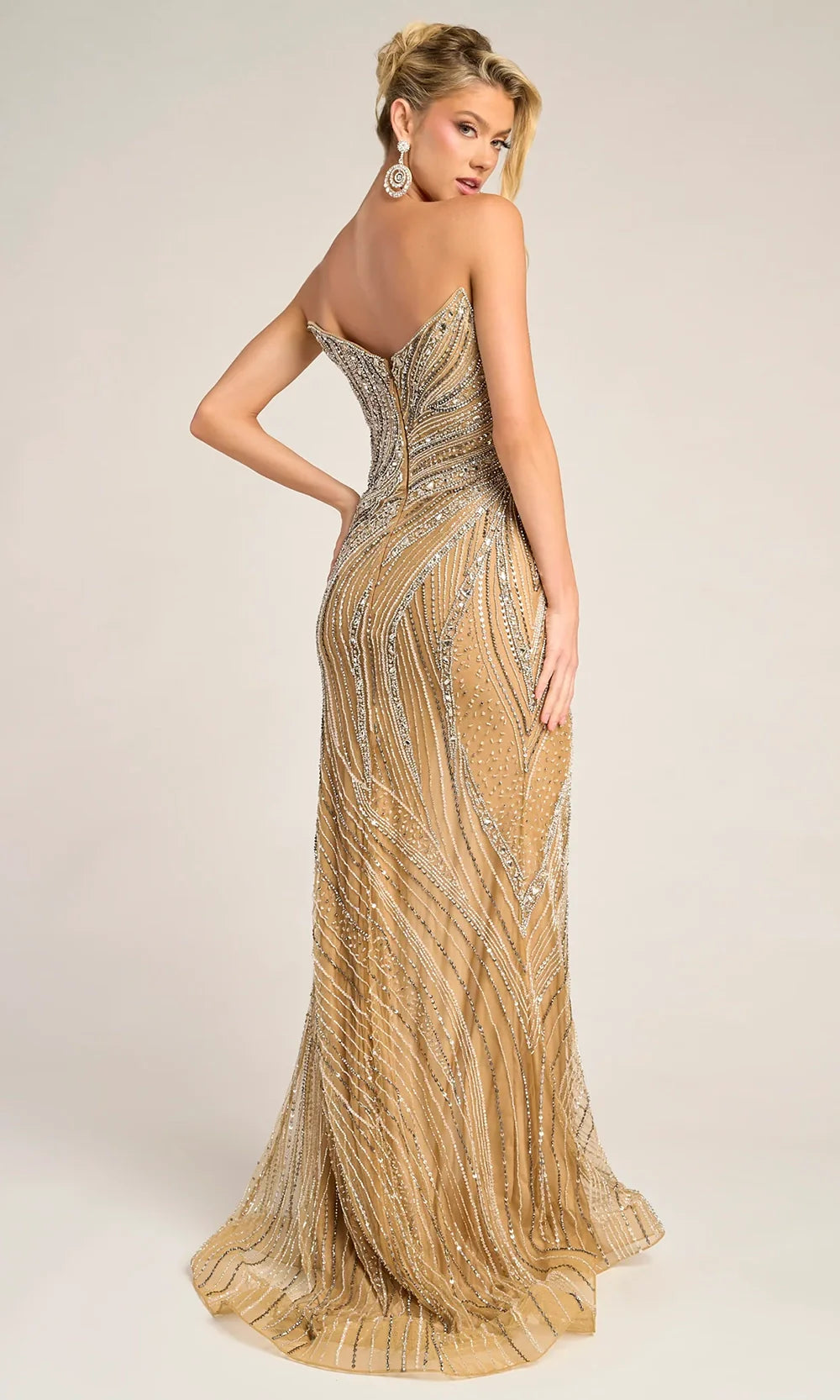 Portia and Scarlett PS26417C - High Slit Beaded Prom Gown Pageant Dresses