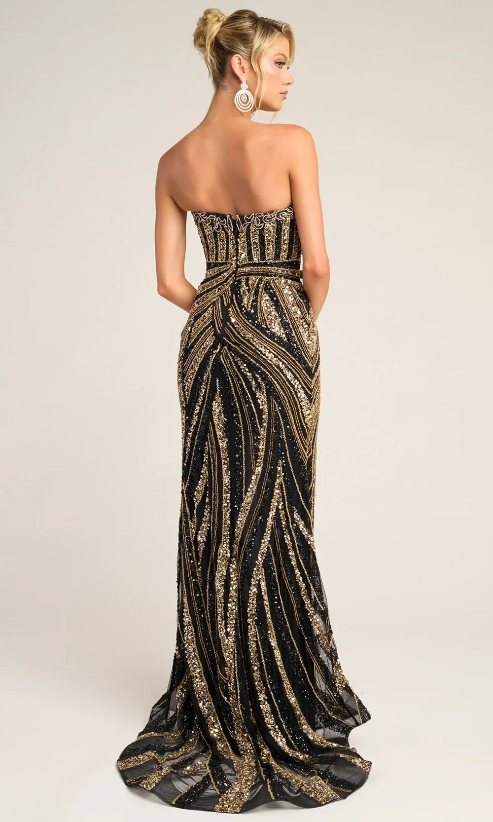 Portia and Scarlett PS26418C - Plunging V-Neck Sparkling Fitted Dress