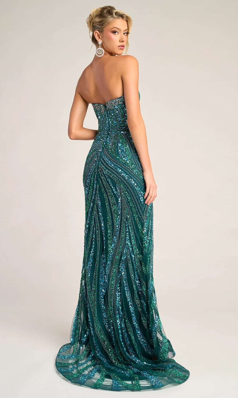 Portia and Scarlett PS26418C - Plunging V-Neck Sparkling Fitted Dress